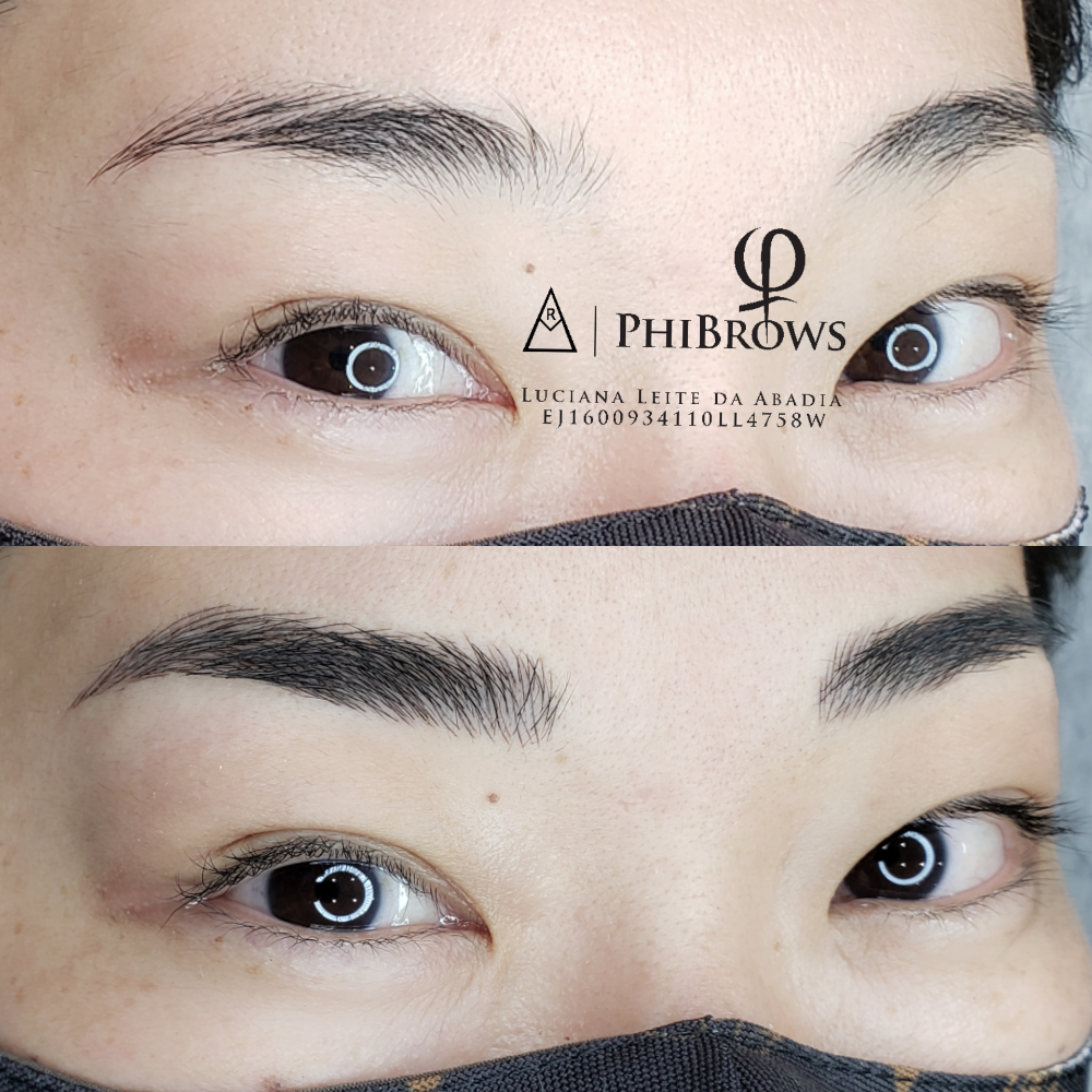 Microblading fio a fio realista sobrancelhas orientais